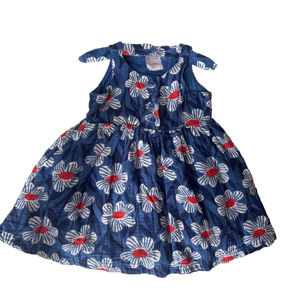 Hanna Andersson 100% Cotton Blue Floral Girls Sundress‎ Sz 80/18-24 Mos Darling!